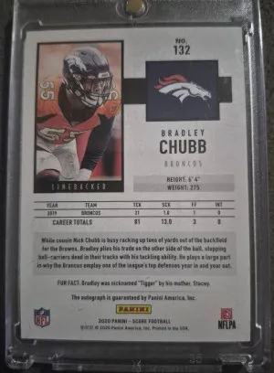2021 Panini Red Zone Bradley Chubb Auto 09/20 back
