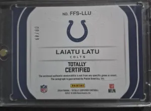 2024 Panini Freshman Fabric Laiatu Latu RPA 08/49!!! back