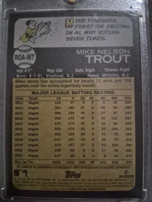 2022 Topps Heritage Mike Trout Auto!!! back