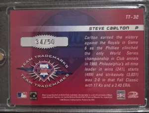 2003 Donruss Signature Series Steve Carlton Auto 34/50!!! back