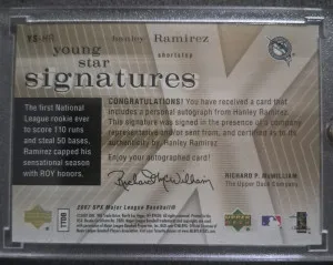 2007 SPX Young Star Hanley Ramirez Auto!! back