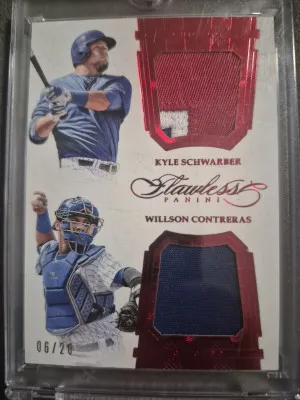 2017 Panini Flawless Dual Game Used Patch Kyle Schwarber & Willson Contreras 06/20!!! front