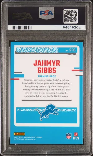 2023 Panini Donruss Optic Jahmyr Gibbs Green Velocity back