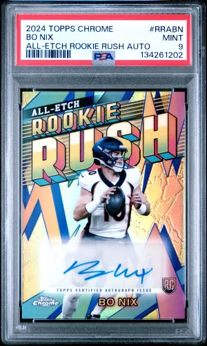 2024 Topps Chrome Chrome All-Etch Rookie Rush Autographs Bo Nix front