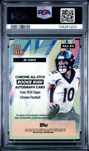2024 Topps Chrome Chrome All-Etch Rookie Rush Autographs Bo Nix back