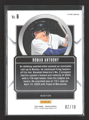 2025 Panini Prizm Talisman Roman Anthony #6 Gold /10 back