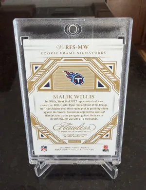 2022 Panini Flawless - Malik Willis - Silver Rookie Frame Signatures /15 back