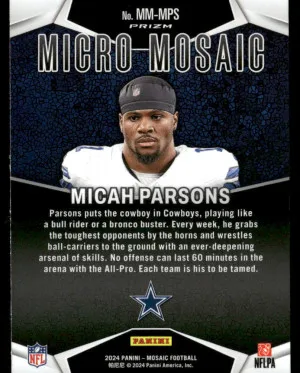 2024 Panini Mosaic #MM-MPS Micah Parsons Micro Mosaic back