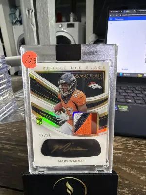 2023 Panini Immaculate #REBJ-MMS Marvin Mims Immaculate RC Eye Black Gold #/25 front