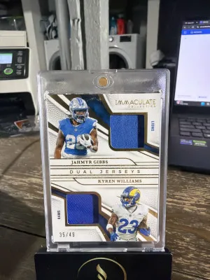 2025 Panini Immaculate #IDJ-GW Jahmyr Gibbs/Kyren Williams Dual Jerseys #/49 front