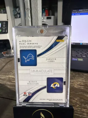 2025 Panini Immaculate #IDJ-GW Jahmyr Gibbs/Kyren Williams Dual Jerseys #/49 back