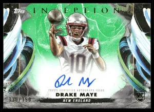 2024 Topps Inception #RAV-DM Drake Maye Rookie Autographs Variations Green #/150 front