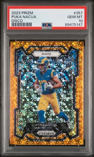 2023 Panini Prizm Puka Nacua Disco Prizm PSA 10 front