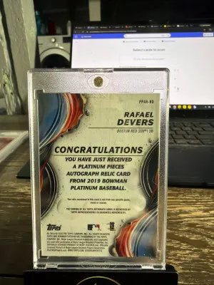 2019 Bowman Platinum #PPAR-RD Rafael Devers Platinum Pieces Auto Relics #/50 back