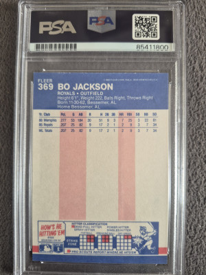 1987 Fleer Bo Jackson Auto!! back