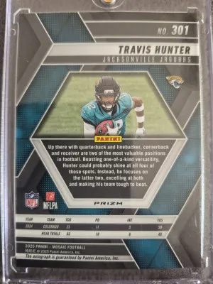 2025 Panini Mosaic Travis Hunter Rookie Auto!! back