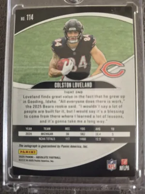 2025 Panini Absolute Colston Loveland Rookie Auto!! back
