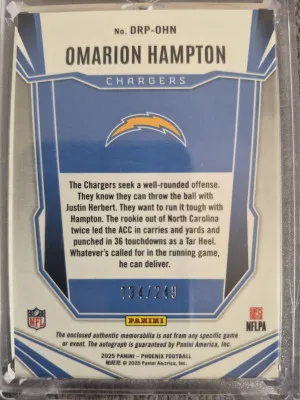2025 Panini Phoenix Omarion Hampton 2 Patch RPA 134/249!! back