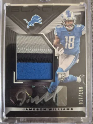 2022 Panini Black Jameson Williams 3 Color RPA 17/199 front