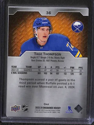 2023-24 Upper Deck Engrained Tage Thompson #36 Oak 67/349 back