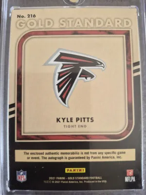2021 Panini Gold Standard Kyle Pitts RPA 14/22 !! back