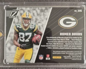 2022 Panini Zenith Romeo Doubs 2 Patch RPA 37/50!! back
