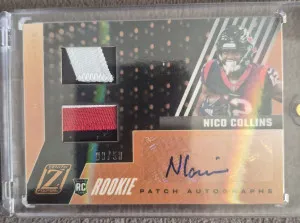 2021 Panini Zenith Nico Collins 2 Patch RPA 09/50 front