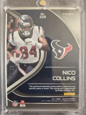 2021 Panini Purple Spectra Nico Collins 3 Color RPA 26/30!! back