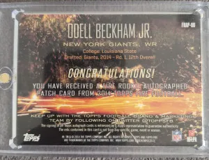 2014 Topps Odell Beckham RPA 22/50!! back