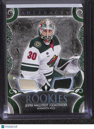 2024-25 Upper Deck Artifacts Rookies Jesper Wallstedt #172 Emerald Materials /99 front