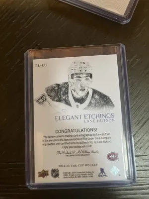 2024-25 Lane Hutson Upper Deck The Cup Elegant Etchings Rookie Auto #EE-LH RC back