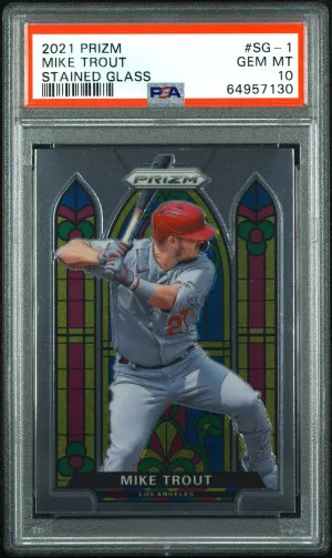 2021 Panini Prizm Stained Glass Mike Trout Stained Glass front