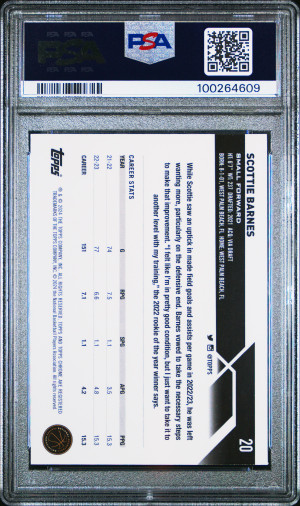 2023 Topps Chrome Scottie Barnes Purple Refractor /349 PSA 10 back