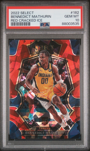 2022 Panini Select Bennedict Mathurin Red Cracked Ice PSA 10 front