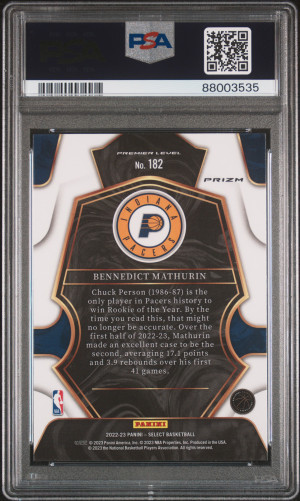 2022 Panini Select Bennedict Mathurin Red Cracked Ice PSA 10 back