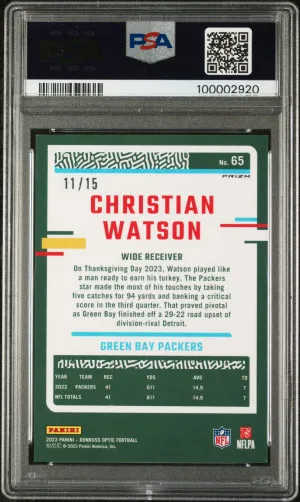 2023 Panini Donruss Optic Christian Watson Purple Stars back