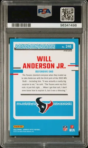 2023 Panini Donruss Optic Will Anderson Jr. Green Velocity back
