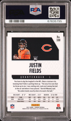 2021 Panini Phoenix Justin Fields Fire Burst back