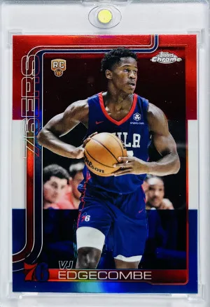 2025 Topps Chrome VJ Edgecombe Red, White & Blue Refractor RC front