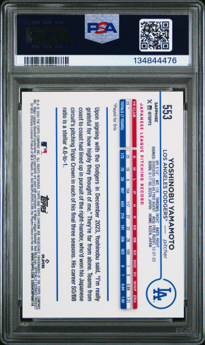 2024 Topps Chrome Sapphire Yoshinobu Yamamoto Sp-Gold back