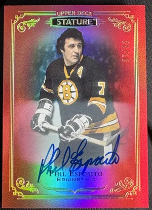 2024 Upper Deck Stature - SSP RARE JERSEY NUMBERED 07/35 Phil Esposito Auto 2019-20 Update front