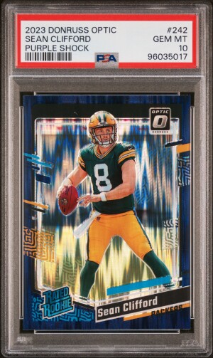 2023 Panini Donruss Optic Sean Clifford Purple Shock front