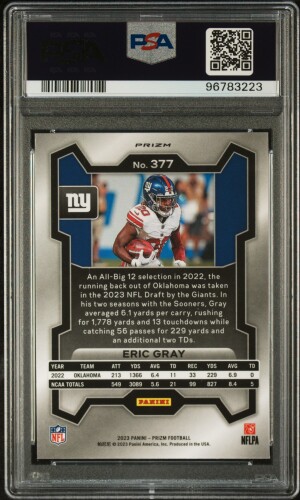 2023 Panini Prizm Eric Gray Black & White Checker back