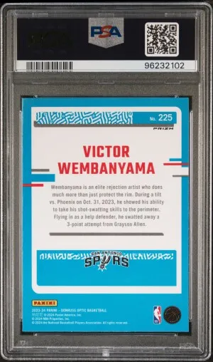 2023 Panini Donruss Optic Victor Wembanyama Hyper Green PSA 10 back