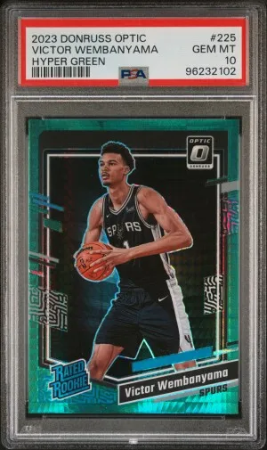 2023 Panini Donruss Optic Victor Wembanyama Hyper Green PSA 10 front