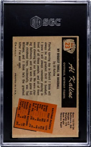 1955 Bowman Al Kaline SGC 3 back