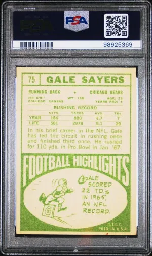 1968 Topps Gale Sayers back