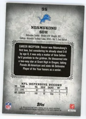 2012 Topps Inception #95 Ndamukong Suh Blue 141/252 back