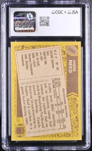 1986 Topps #388 Andre Reed CGC back