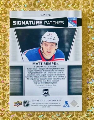 2024-25 UD The Cup #SP-ME Matt Rempe Signature Patches RPA /99 back